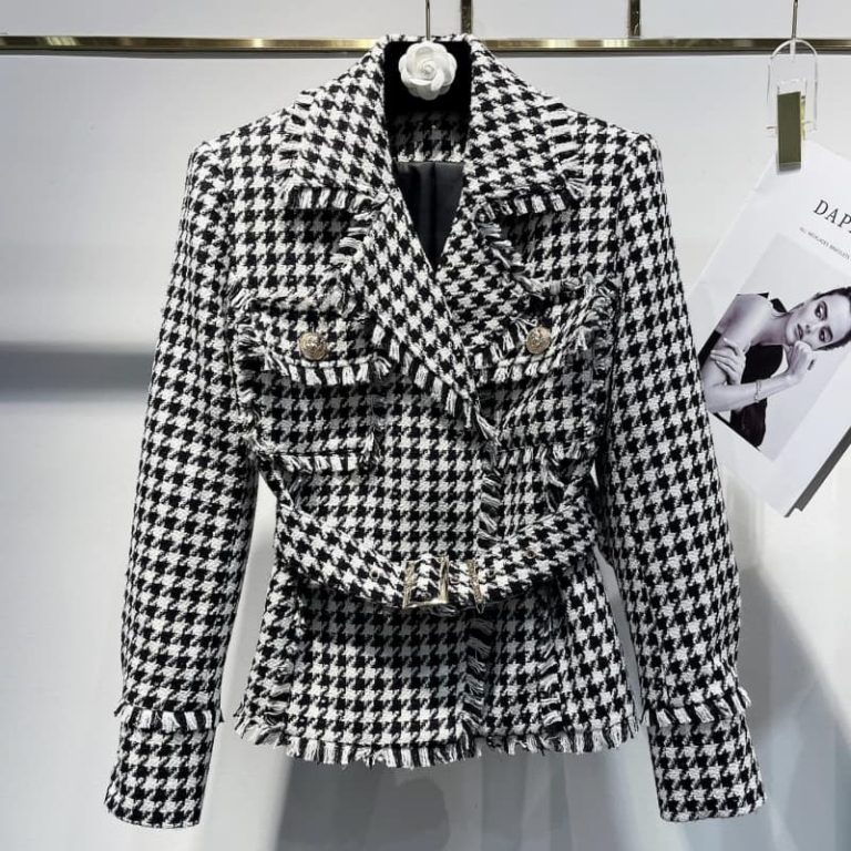 BALMAIN Best Quality Black and white check jacket-1