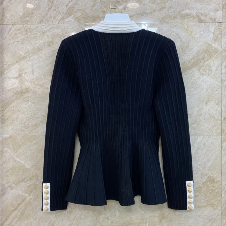 BALMAIN Best quality knitted ruffle cardigan with waist hem-3