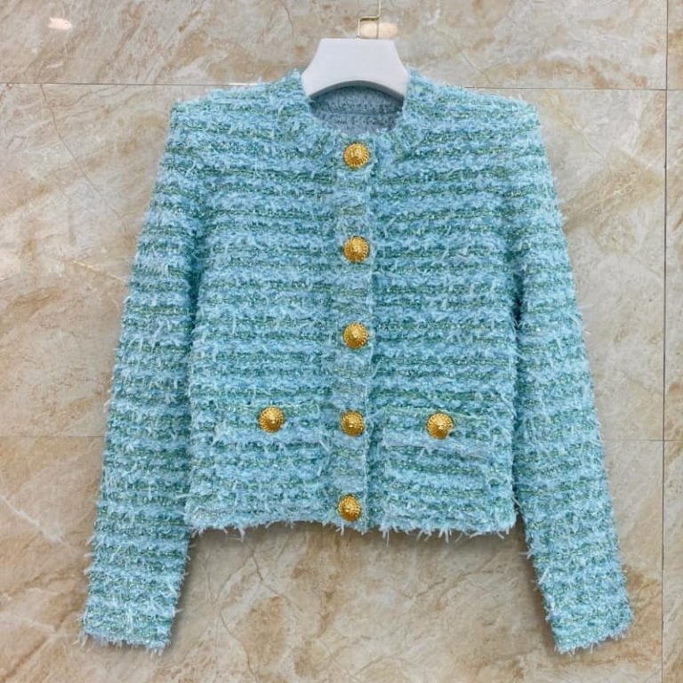 BALMAIN Short jacket in light blue color for girls-1