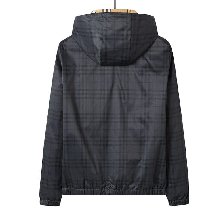 BURBERRY high quality Men reversible letter check hooded lightweight jacket`