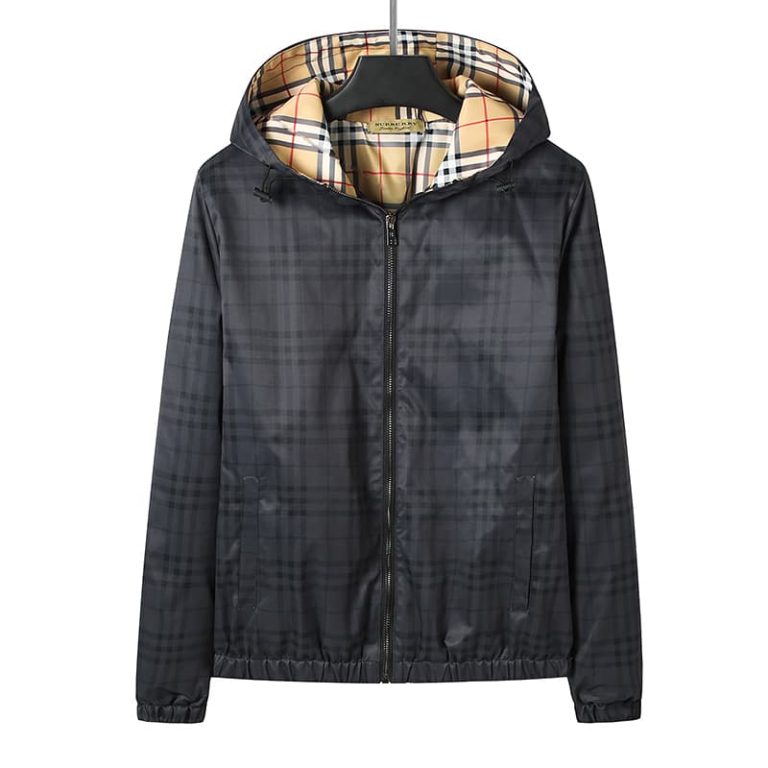 BURBERRY high quality Men reversible letter check hooded lightweight jacket