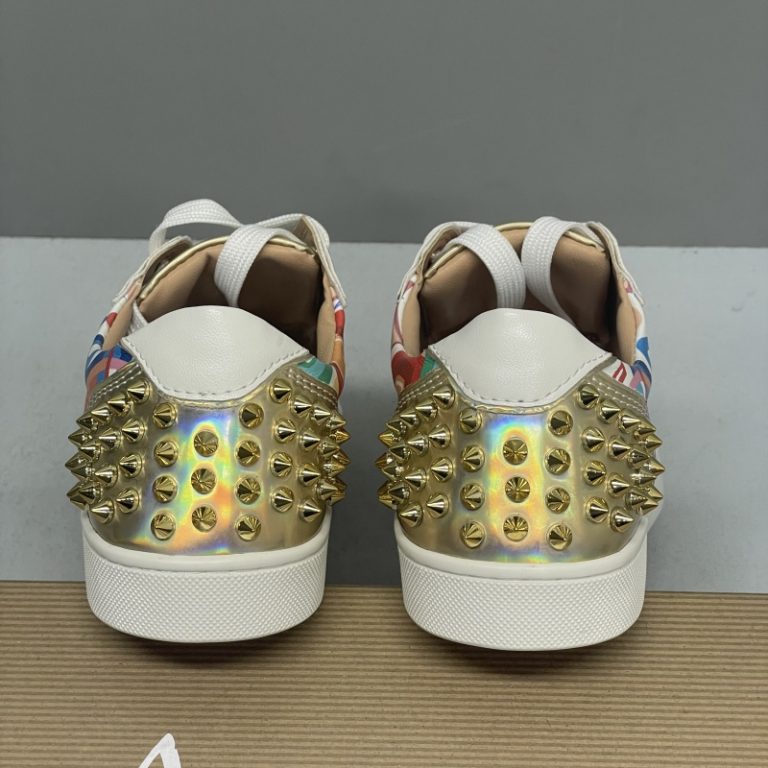 Christian Louboutin Top quality gold spikes leather sneakers1