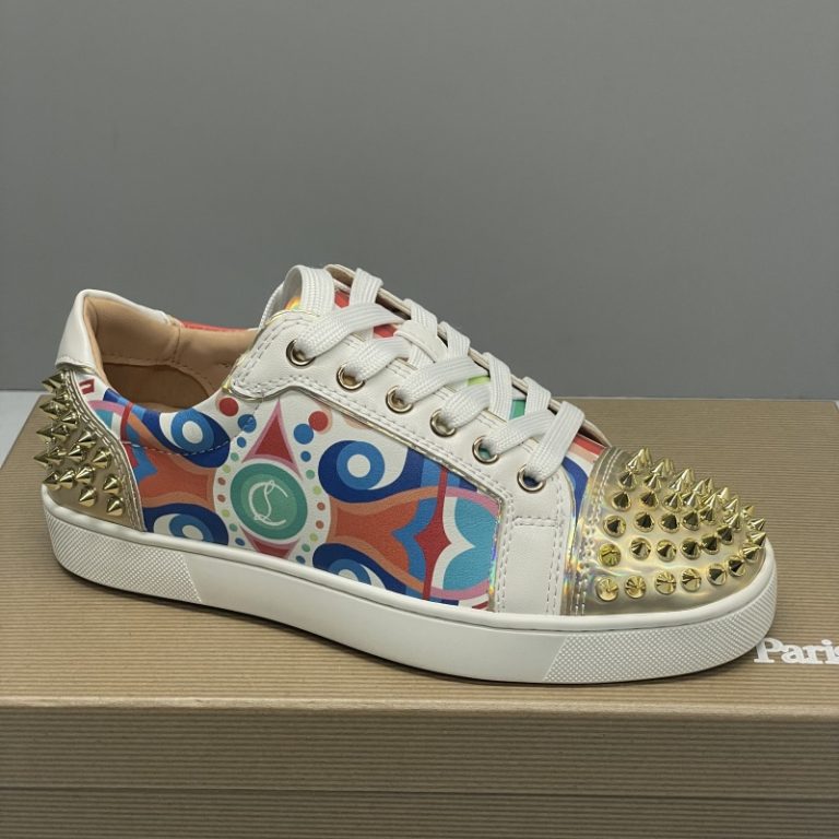 Christian Louboutin Top quality gold spikes leather sneakers3