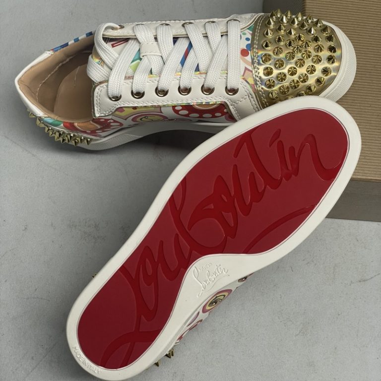 Christian Louboutin Top quality gold spikes leather sneakers4