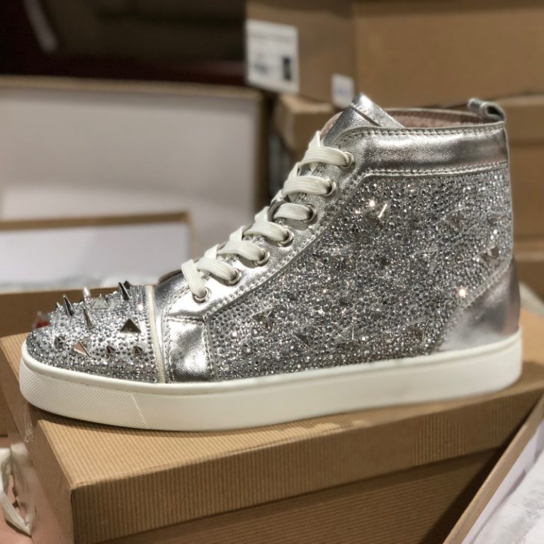 Christian Louboutin Top quality silver natress spikes flat mid-length sneaker 2