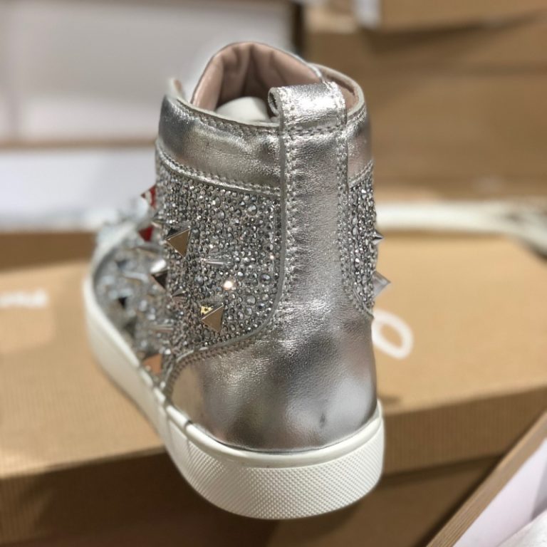 Christian Louboutin Top quality silver natress spikes flat mid-length sneaker