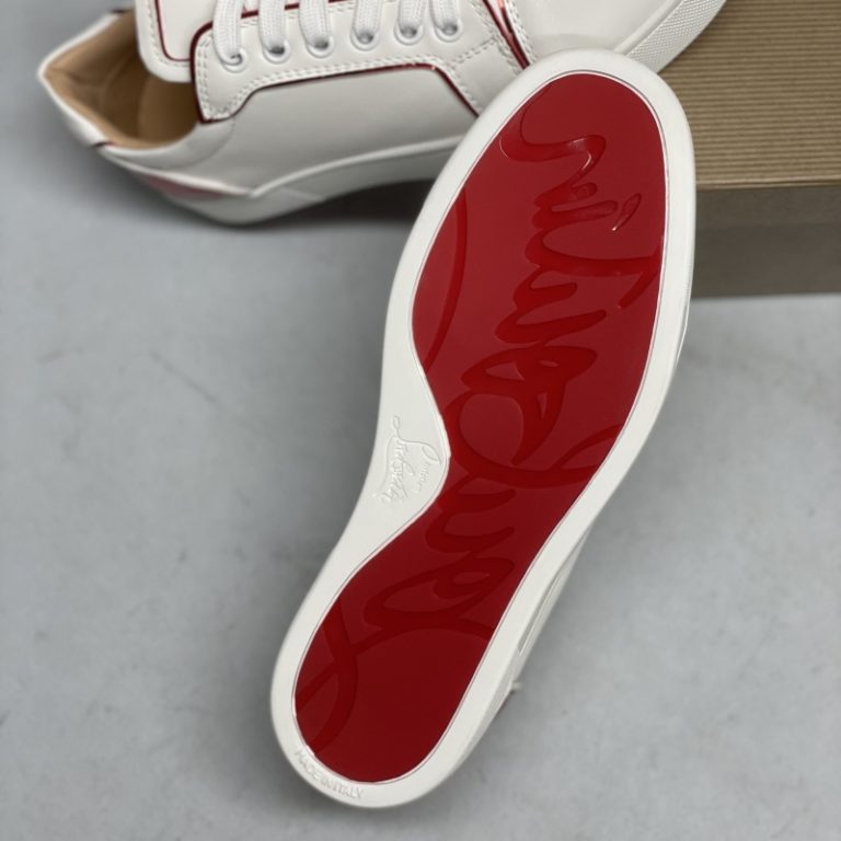 Christian Louboutin high quality white red contrast leather lace-up walking shoes sneakers1