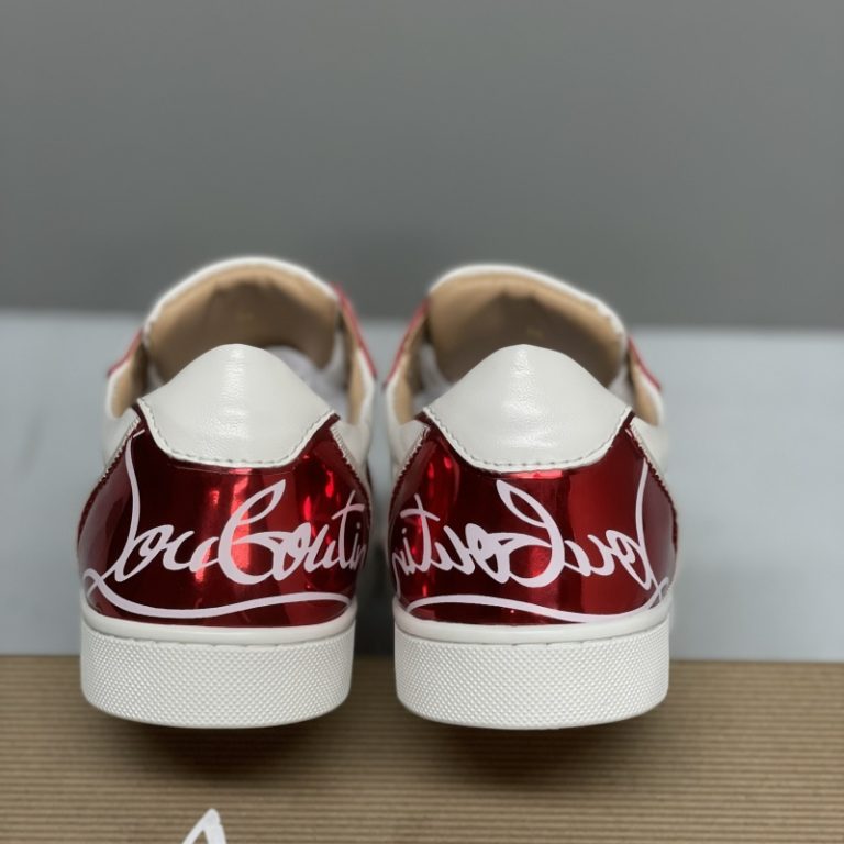 Christian Louboutin high quality white red contrast leather lace-up walking shoes sneakers2