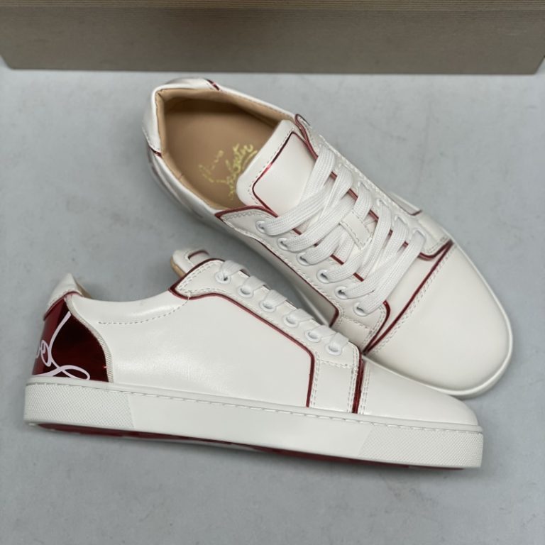 Christian Louboutin high quality white red contrast leather lace-up walking shoes sneakers4