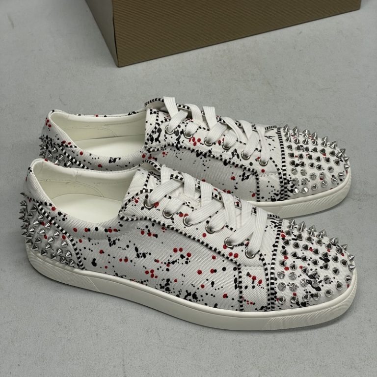 Christian Louboutin top quality canvas spikes flat walking shoes