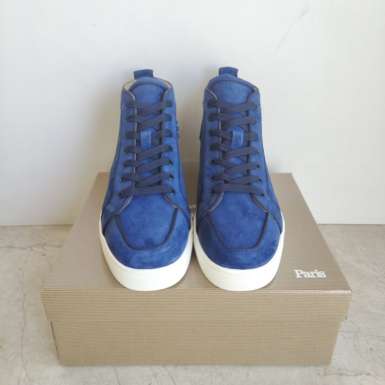 Christian Louboutin top quality mid-top blue suede walking shoes sneaker1