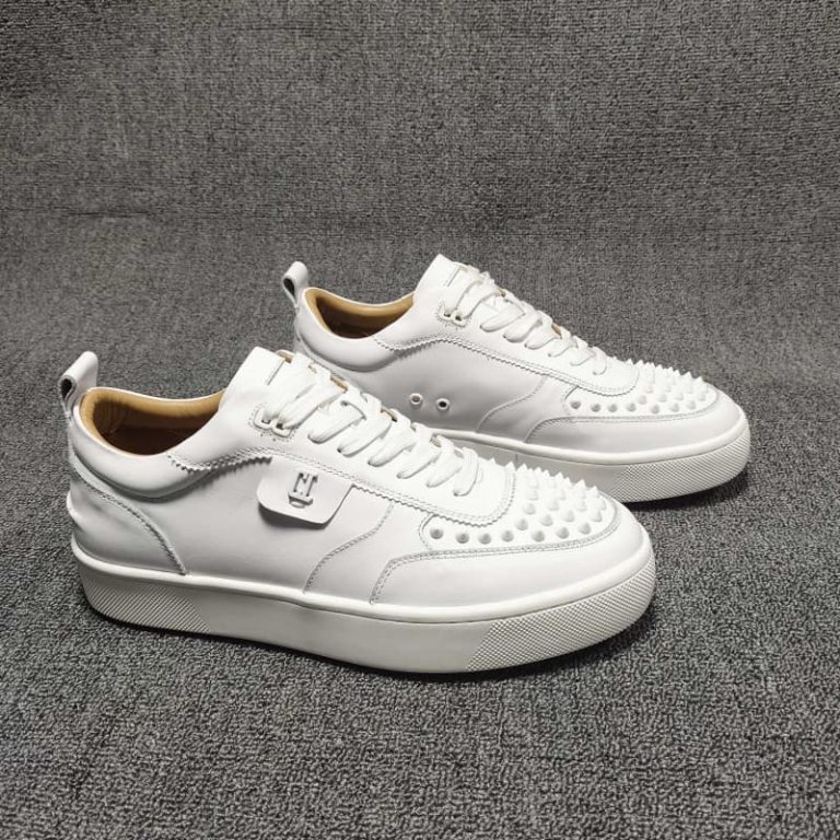 Christian Louboutin top quality real leather white sneaker spikes