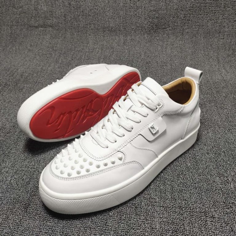 Christian Louboutin top quality real leather white sneaker spikes1