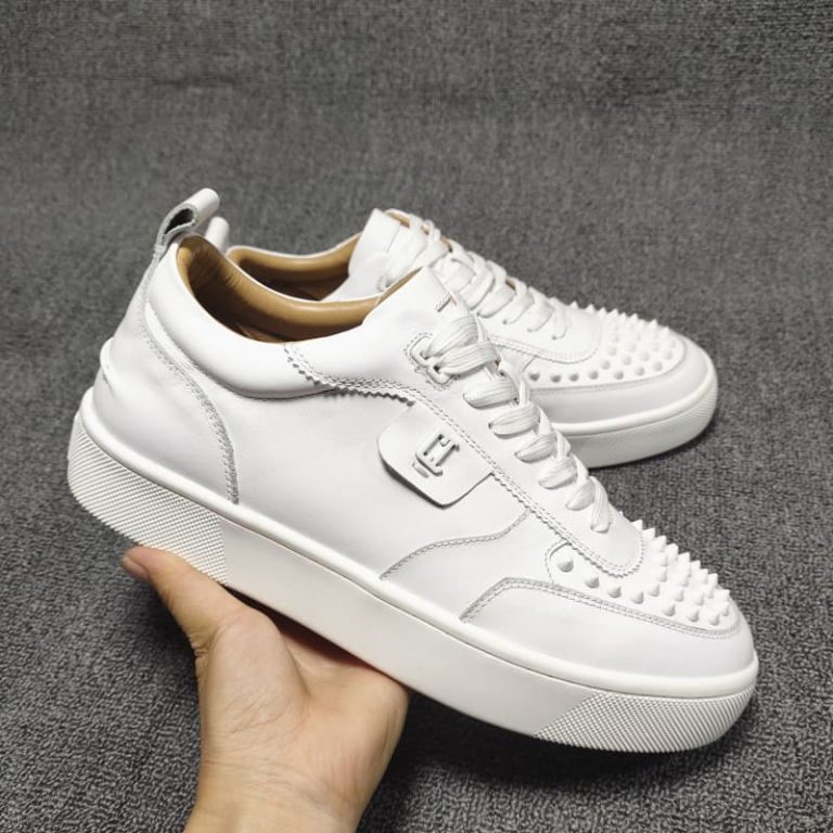 Christian Louboutin top quality real leather white sneaker spikes3