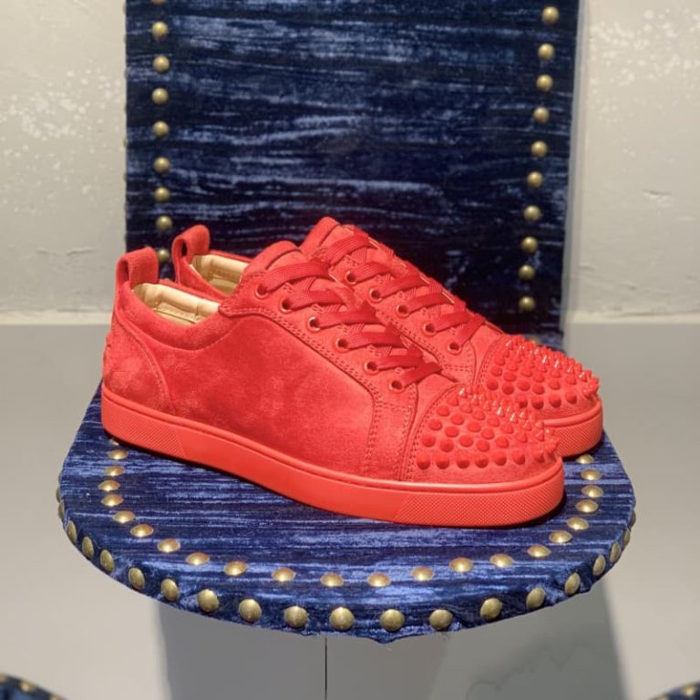 Christian Louboutin top quality red velvet spikes