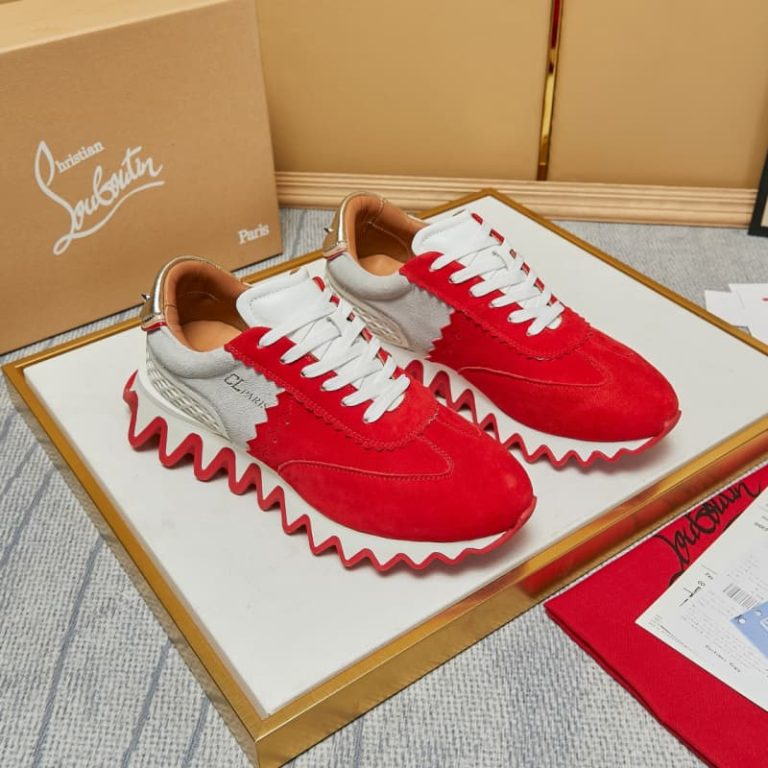 Christian Louboutin top quality red white stitching sneaker