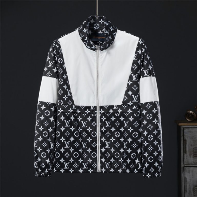 LV high quality contrast color stitching monogram printed yellow zipper jacket4