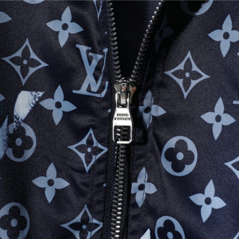 LV high quality men Blue ink monogram printed zipper hooded jackets4