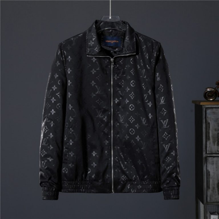 LV high quality monogram printed black zipper jacket1