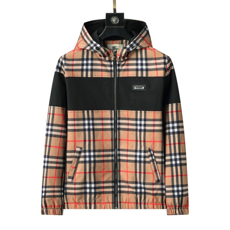 Burberry High Quality Men's Check Grey Sand Zipper Hooded Jacket FZ277 (7)