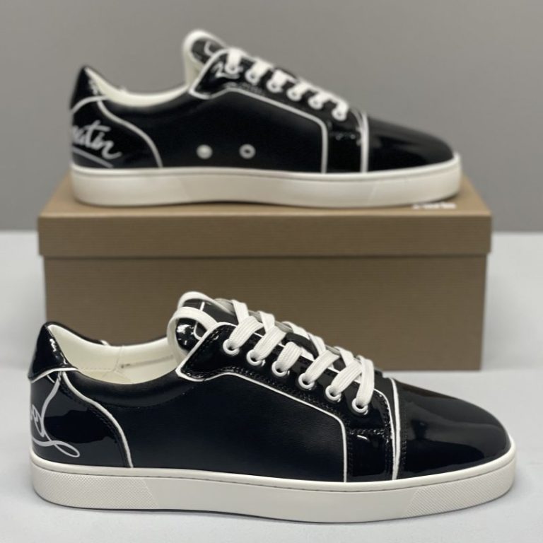 Christian Louboutin Black Patent Leather With Lines Casual Shoes Leather Men Women 35-46 SH118 (1)