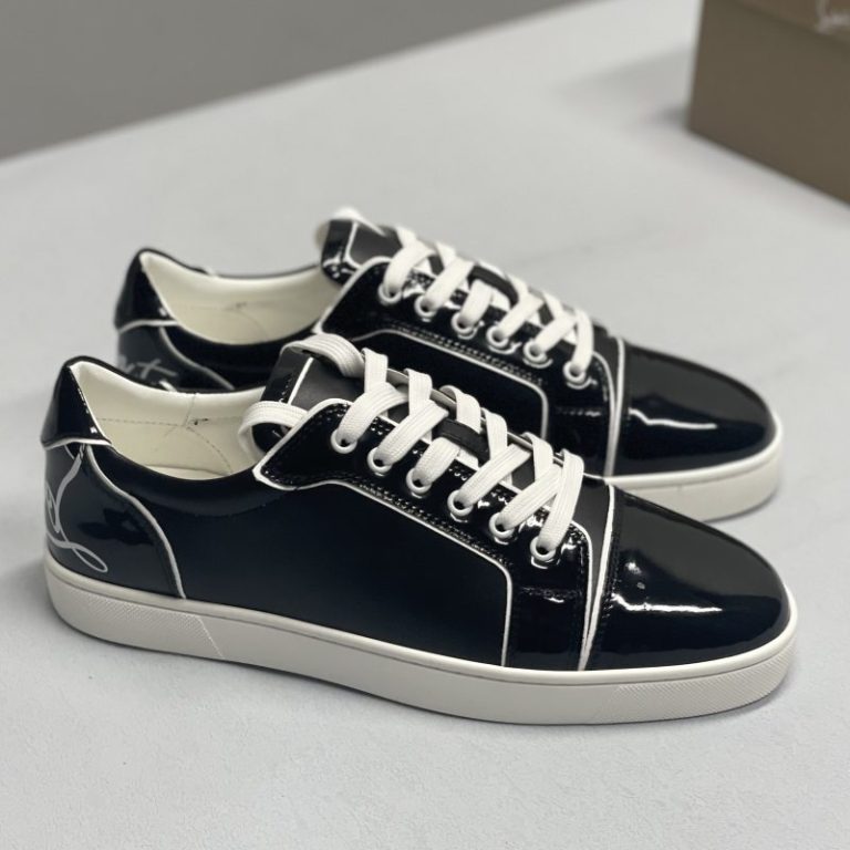 Christian Louboutin Black Patent Leather With Lines Casual Shoes Leather Men Women 35-46 SH118 (3)