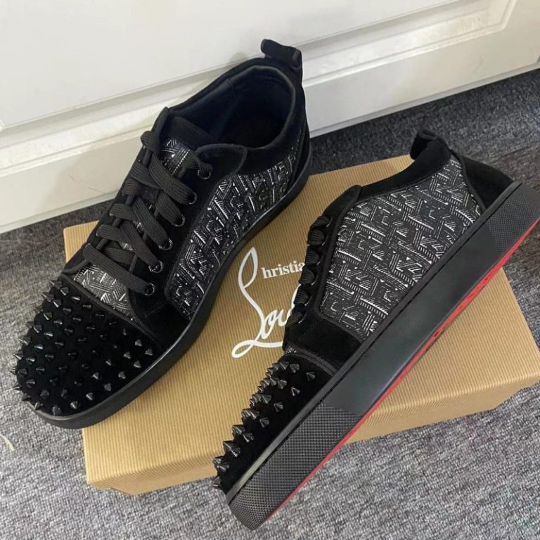 Christian Louboutin Black Rivet Casual Shoes Leather Men Women SH116 (1)