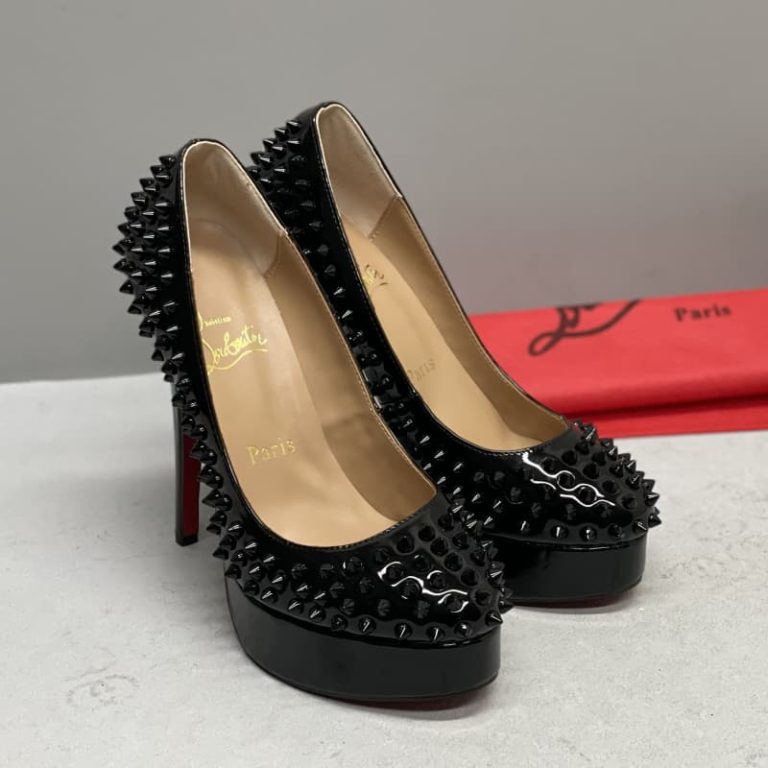 Christian Louboutin Women Luxury Sandals Dress Shoes High Heels Leather Studded Pointed Toe Shoes-1