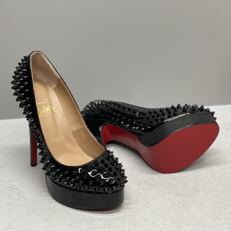 Christian Louboutin Women Luxury Sandals Dress Shoes High Heels Leather Studded Pointed Toe Shoes-5