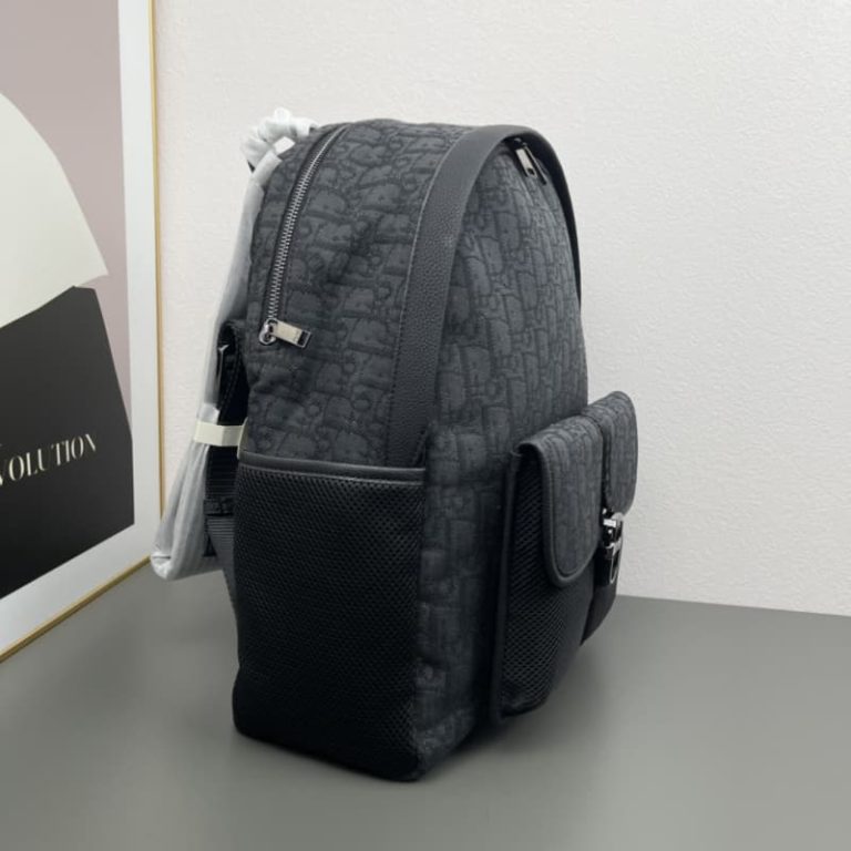 Dior High quality men and women backpacks computer backpacks Made of CD pattern canvas with elaborate buckle flap design-4