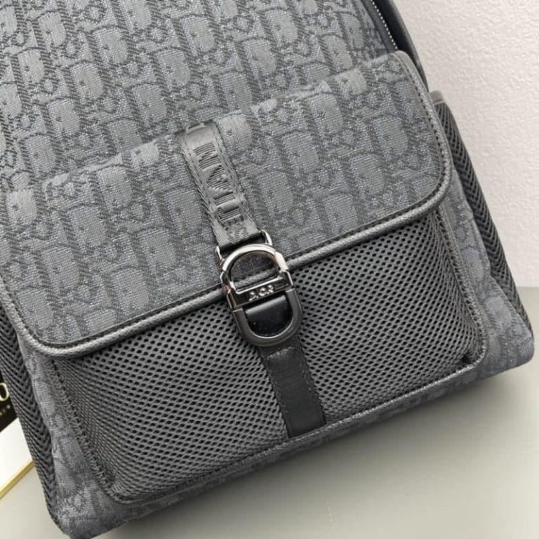 Dior High quality men and women backpacks computer backpacks Made of CD pattern canvas with elaborate buckle flap design-6