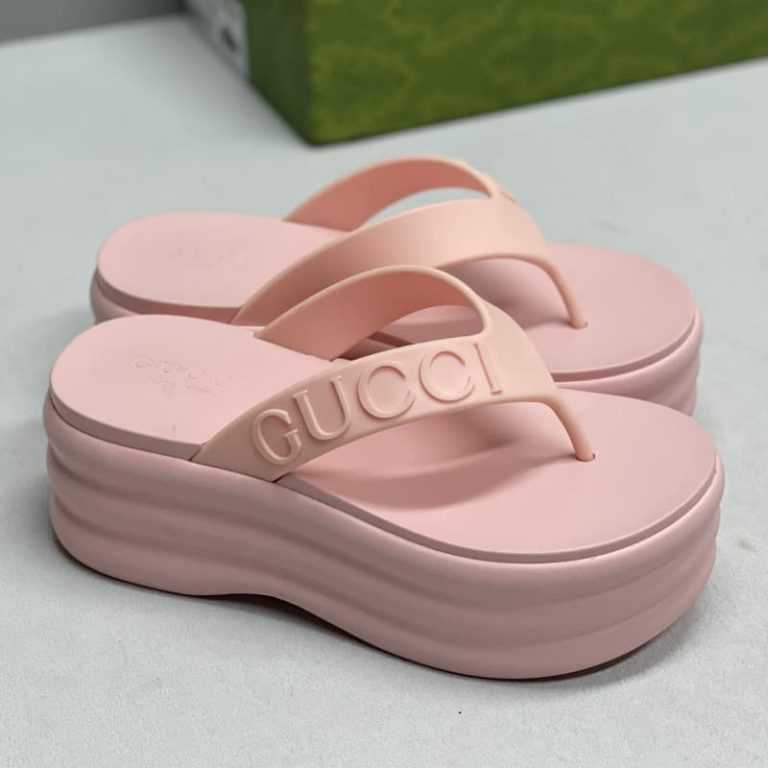 GUCCI Top Quality summer flat high sandals beach shoes trend slippers-2