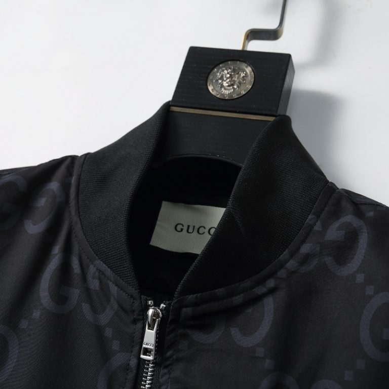 Gucci High Quality Men's Black Brown Letter Printed Hooded Zipper Jackett FZ276 (7)