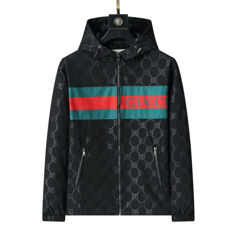 Gucci High Quality Men's Black White Letter Printed Hooded Zipper Jackett FZ275 (8)