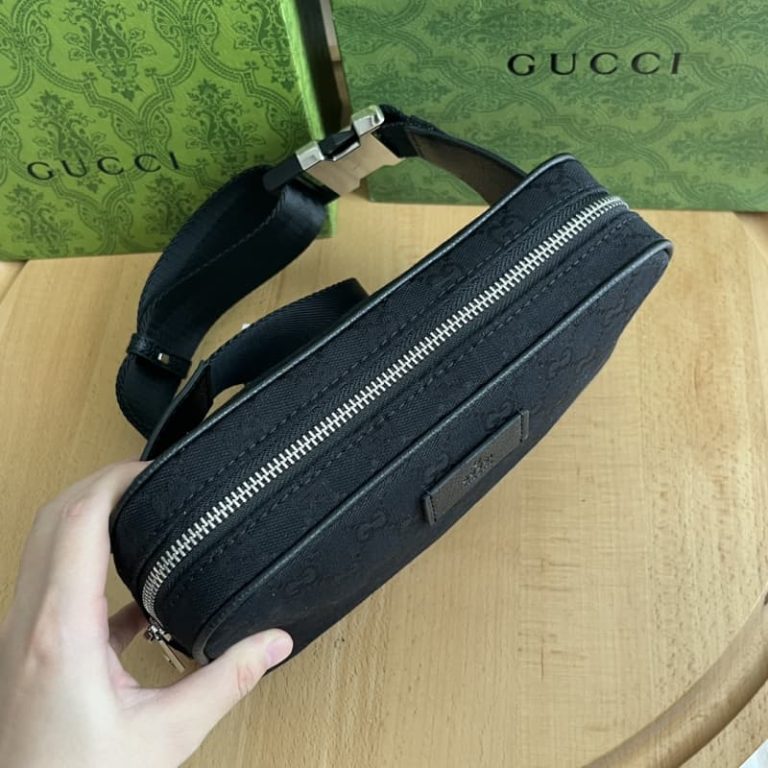 Gucci high quality men women canvas leather double G printed zipper bag-5