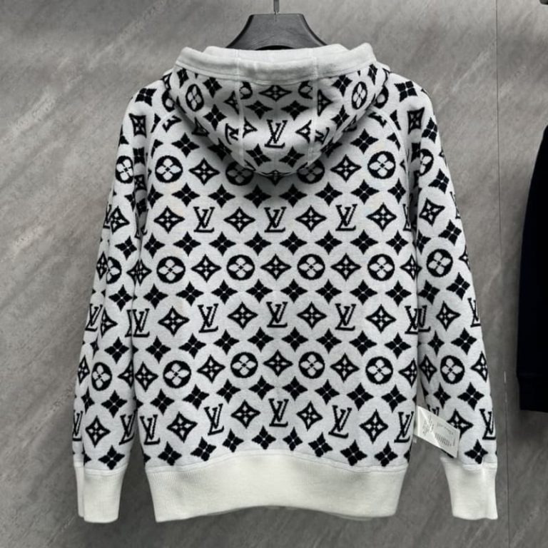 LV Best Quality Double jacquard wool knit zipper hooded jacket-8