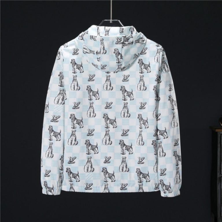 Louis Vuitton LV High Quality Men Blue puppy print Zipper Full Logo Printed Jacket FZ272 (3)