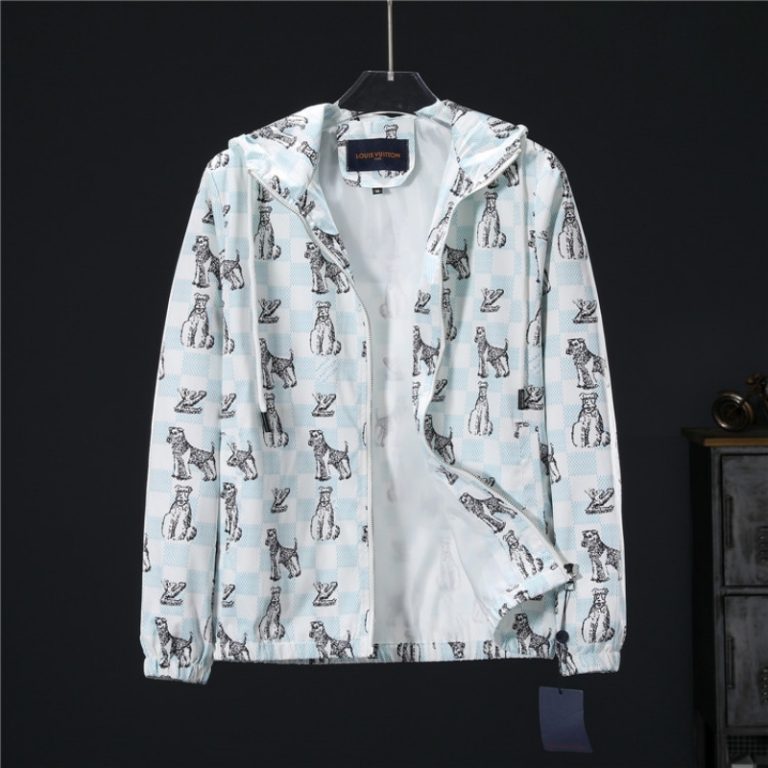 Louis Vuitton LV High Quality Men Blue puppy print Zipper Full Logo Printed Jacket FZ272 (7)