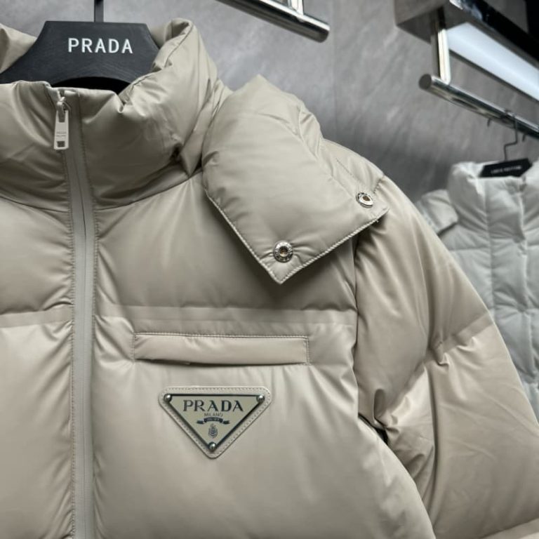 PRADA winter women jacket designer down jacket triangle metal label hooded outdoor down jacket-4