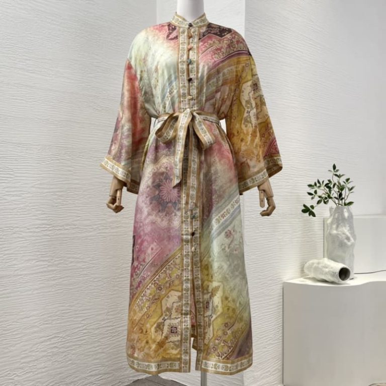 Zimmermann High Quality multi color floral print long sleeve loose midi dress 100%Silk-1