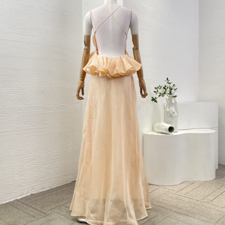 Zimmermann High Quality orange flowers appliqued ruffles backless maxi dress 55%Linen 45%Silk-2