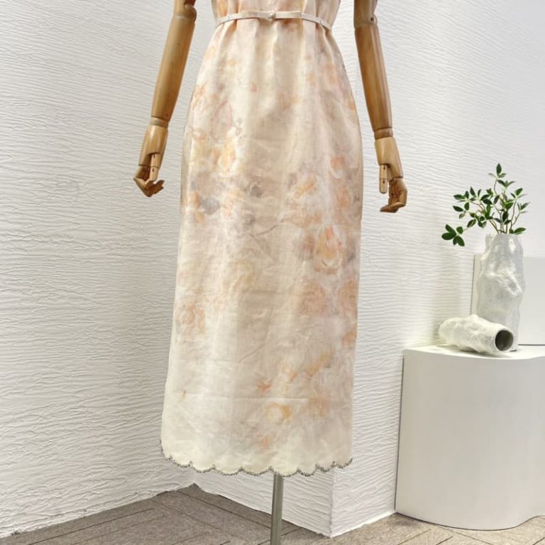 Zimmermann beige bustling flowers print long sleeve midi dress-5