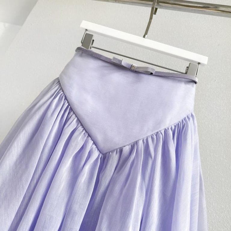 Zimmermann best quality silk linen purpler violet sleeveless pleat cut out blouse tops and lace Irregular hem skirt set1