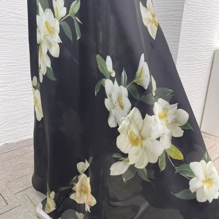 Zimmermann high quality black magnolia flower print long bell sleeve o neck organza maxi dress 92%Silk 8%Elastane-4